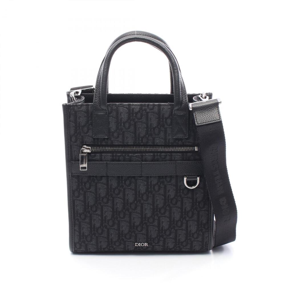 Dior Safari Oblique Handbag Black Canvas Leather